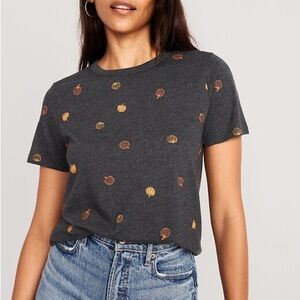 Old Navy Charcoal and Orange Pumpkin Shirt